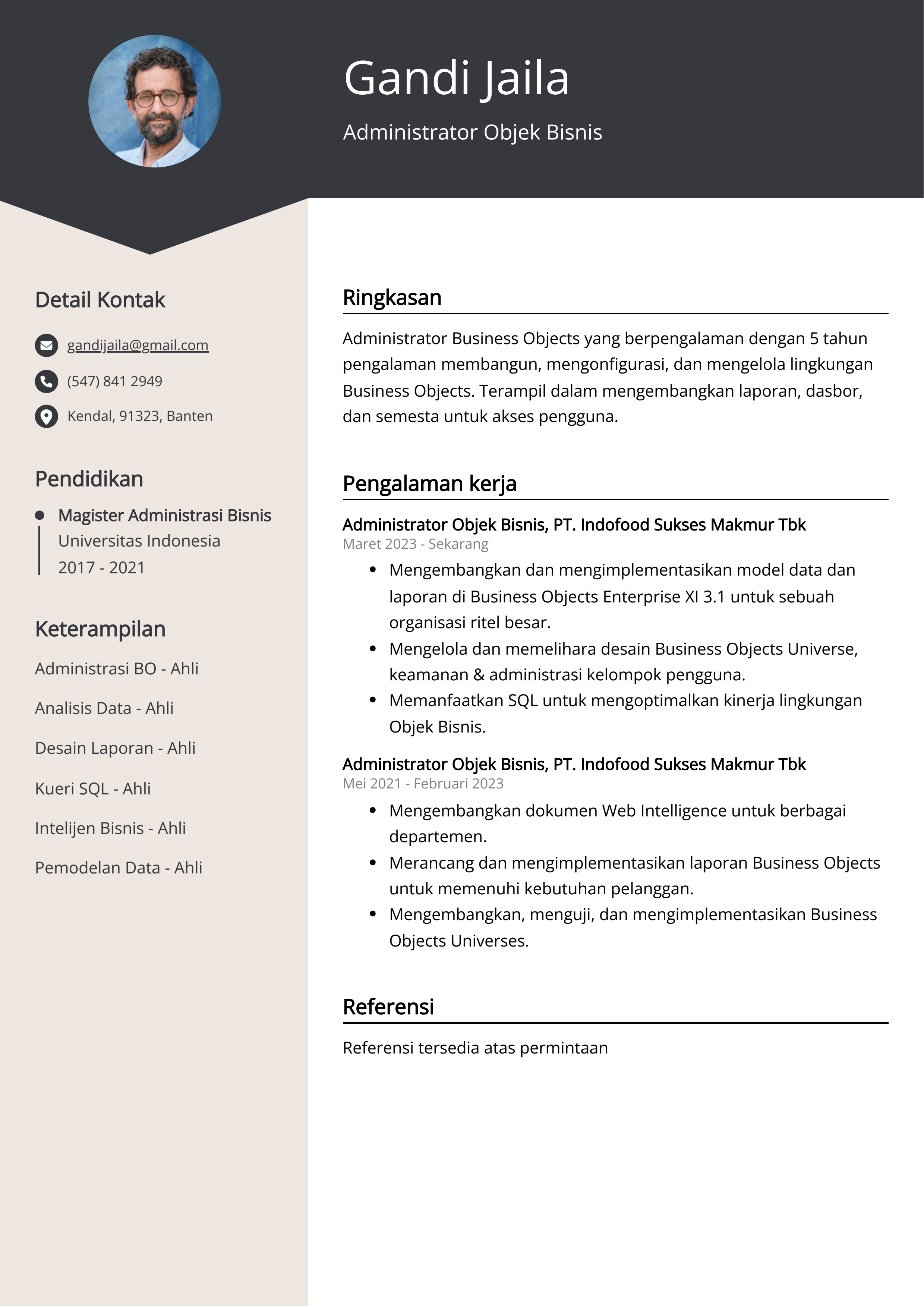 Contoh Resume Administrator Objek Bisnis