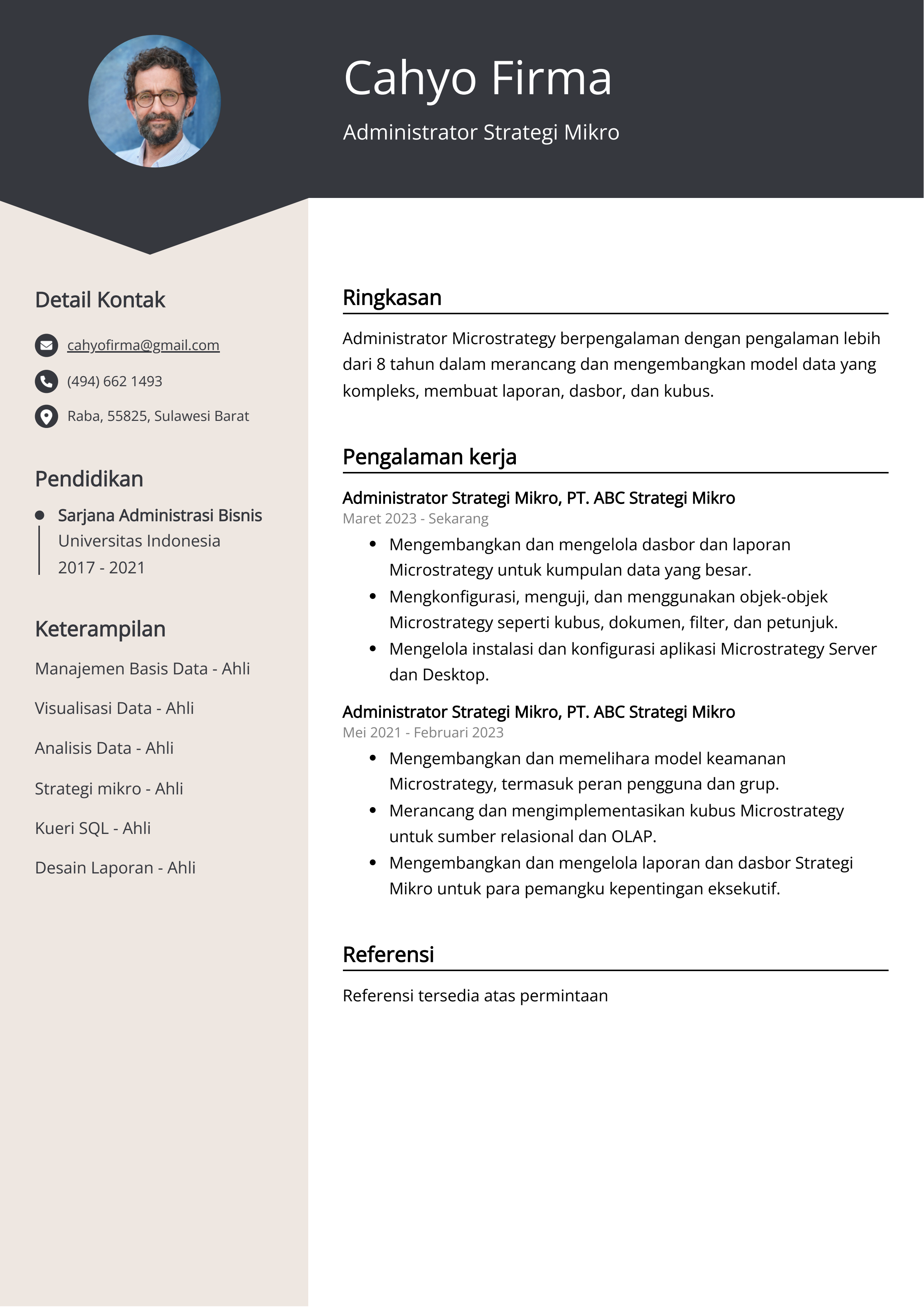 Contoh Resume Administrator Strategi Mikro