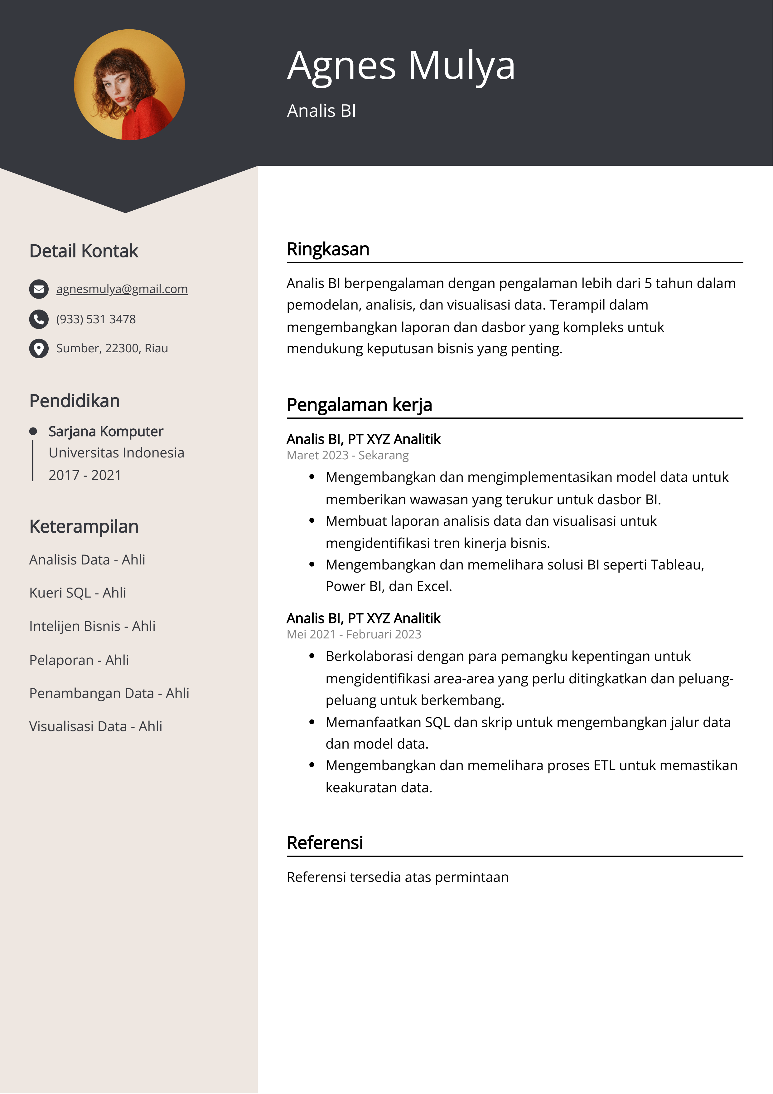 Contoh Resume Analis BI