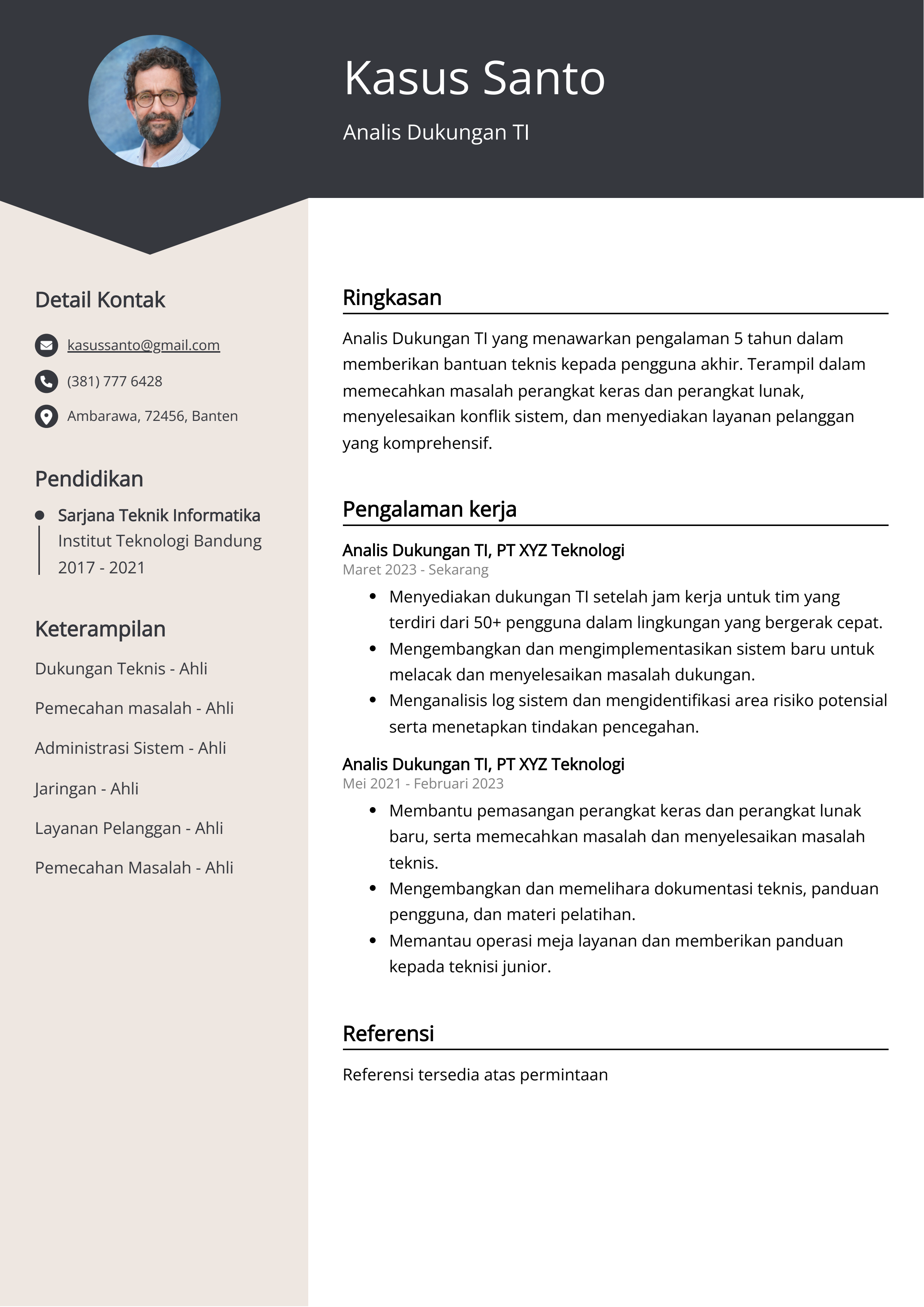 Contoh Resume Analis Dukungan TI