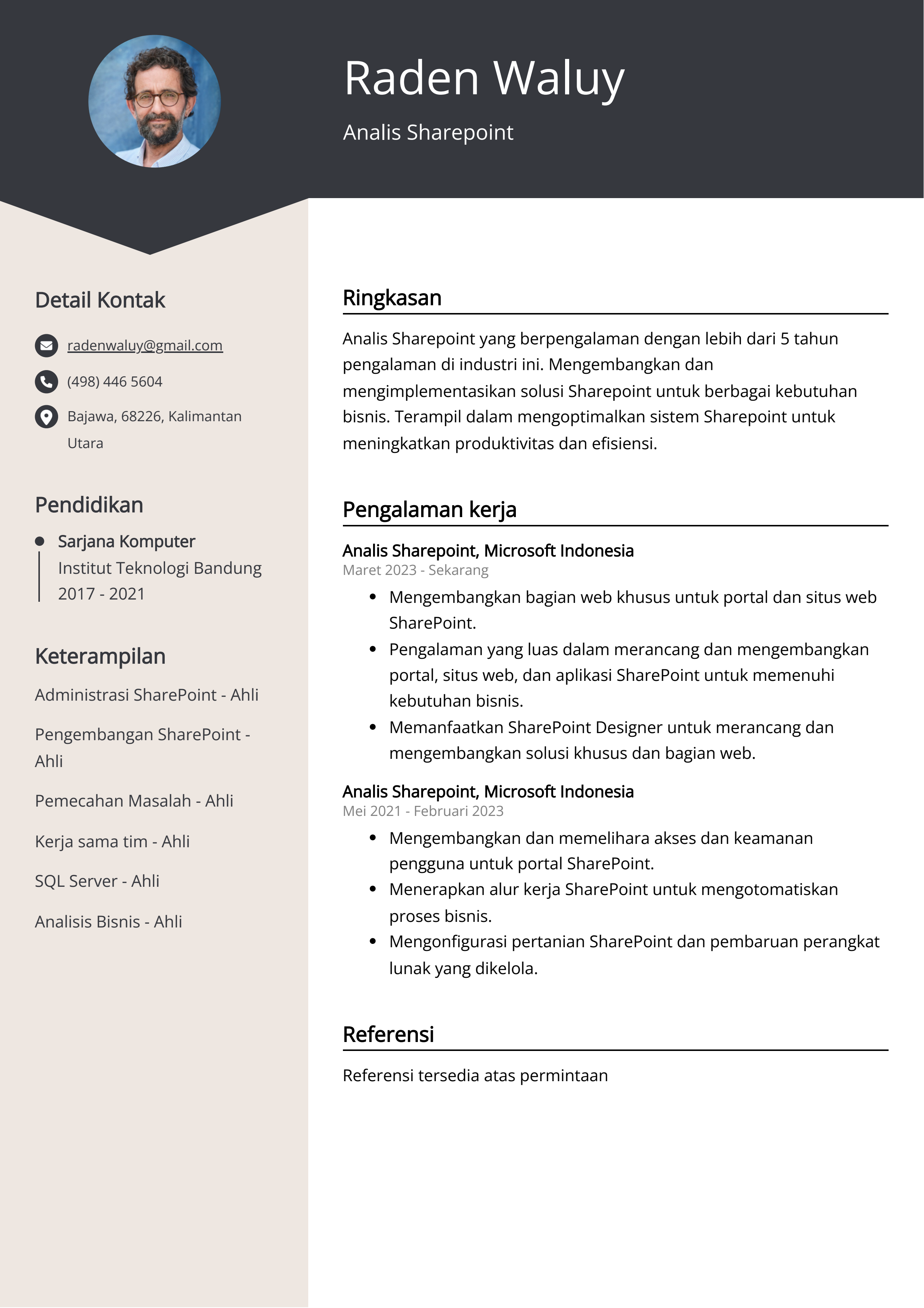 Contoh Resume Analis Sharepoint