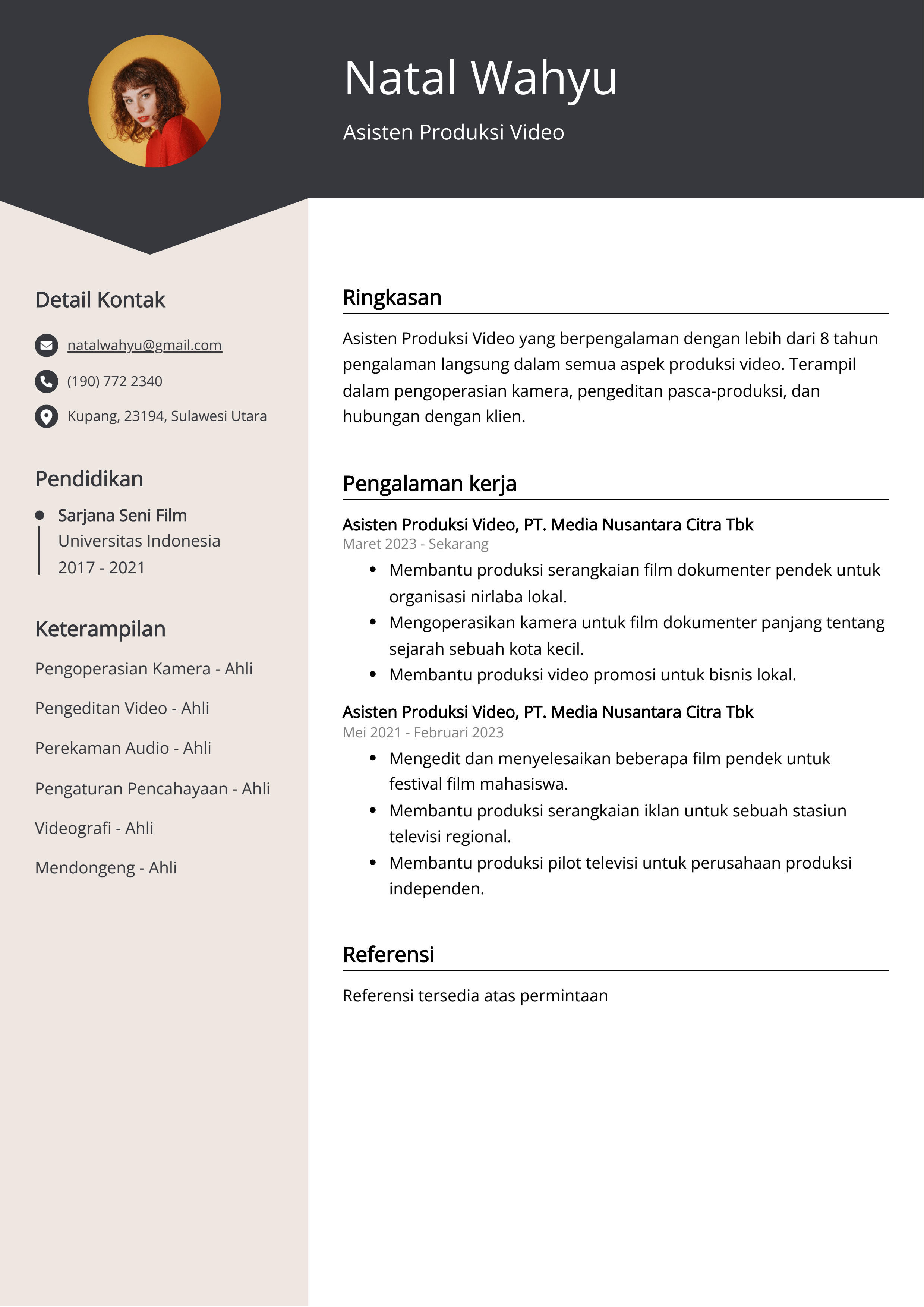 Contoh Resume Video Asisten Produksi