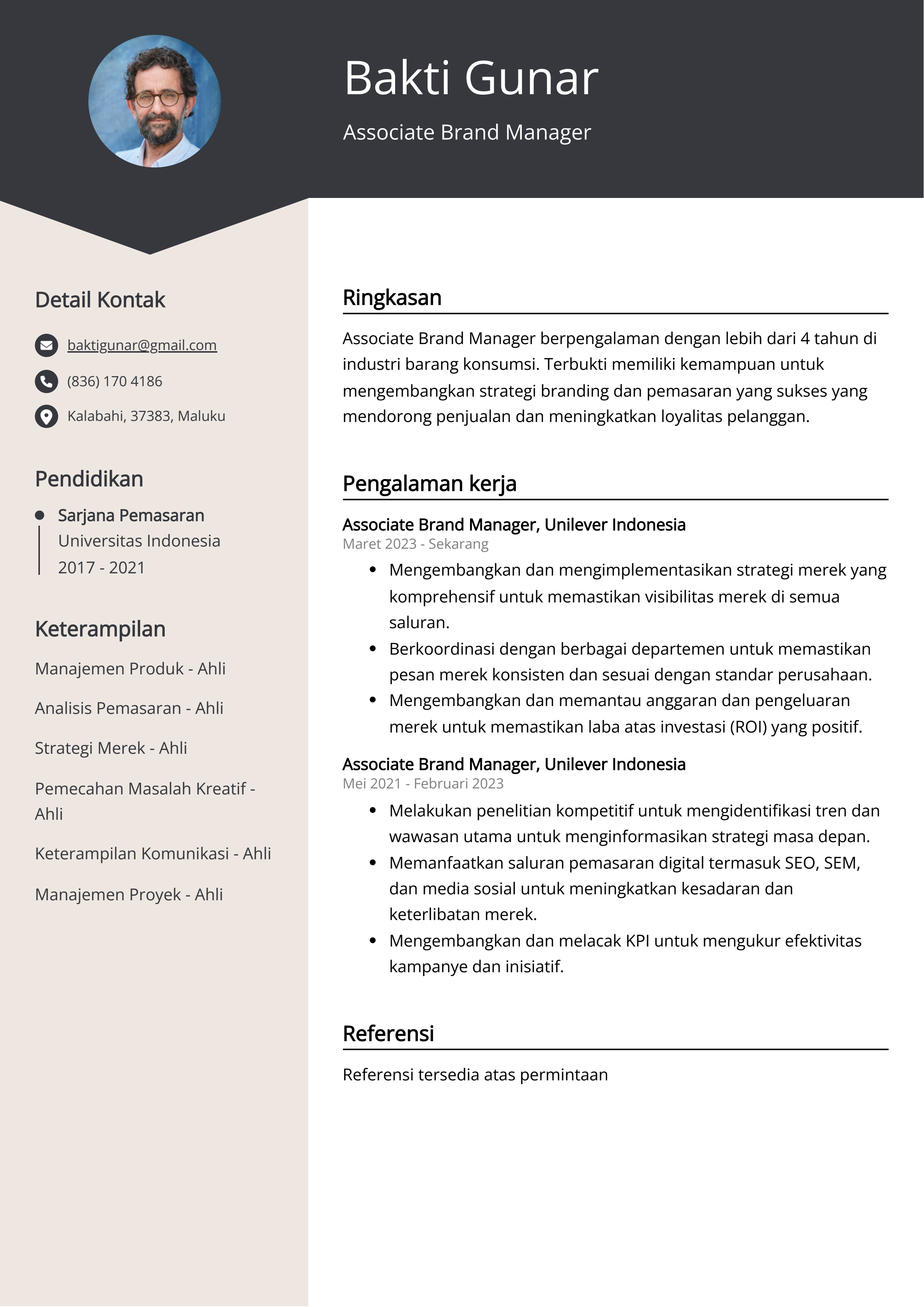 Contoh Resume Associate Brand Manager