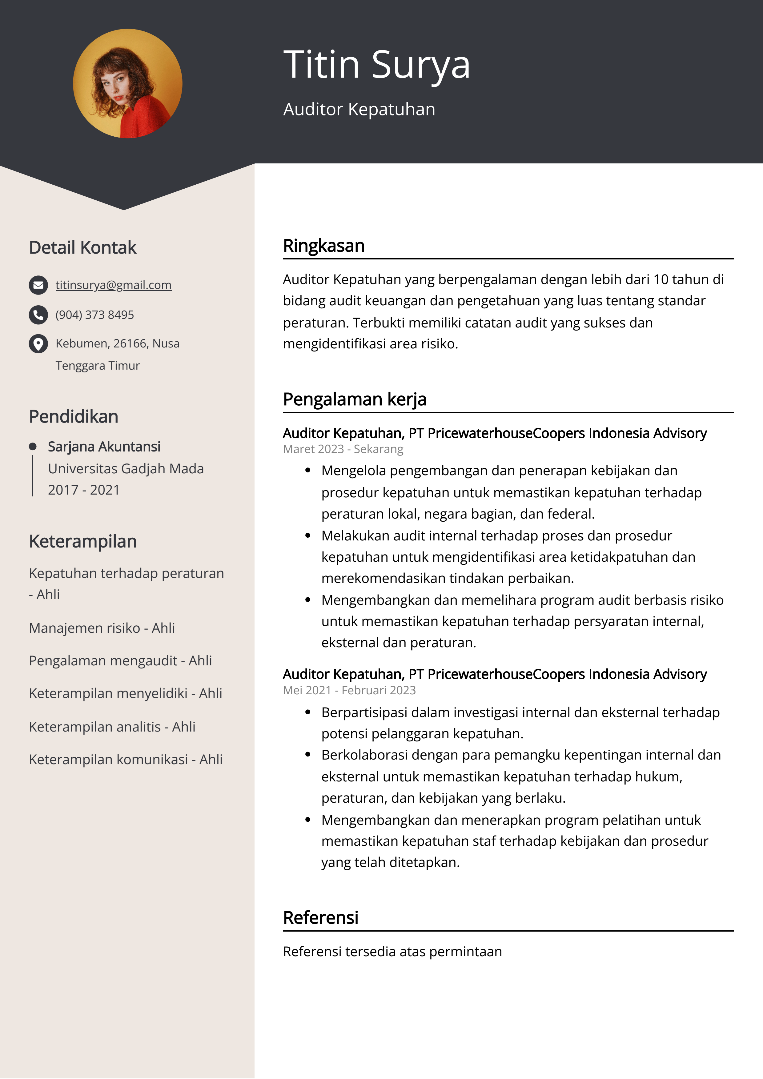 Contoh Resume Auditor Kepatuhan