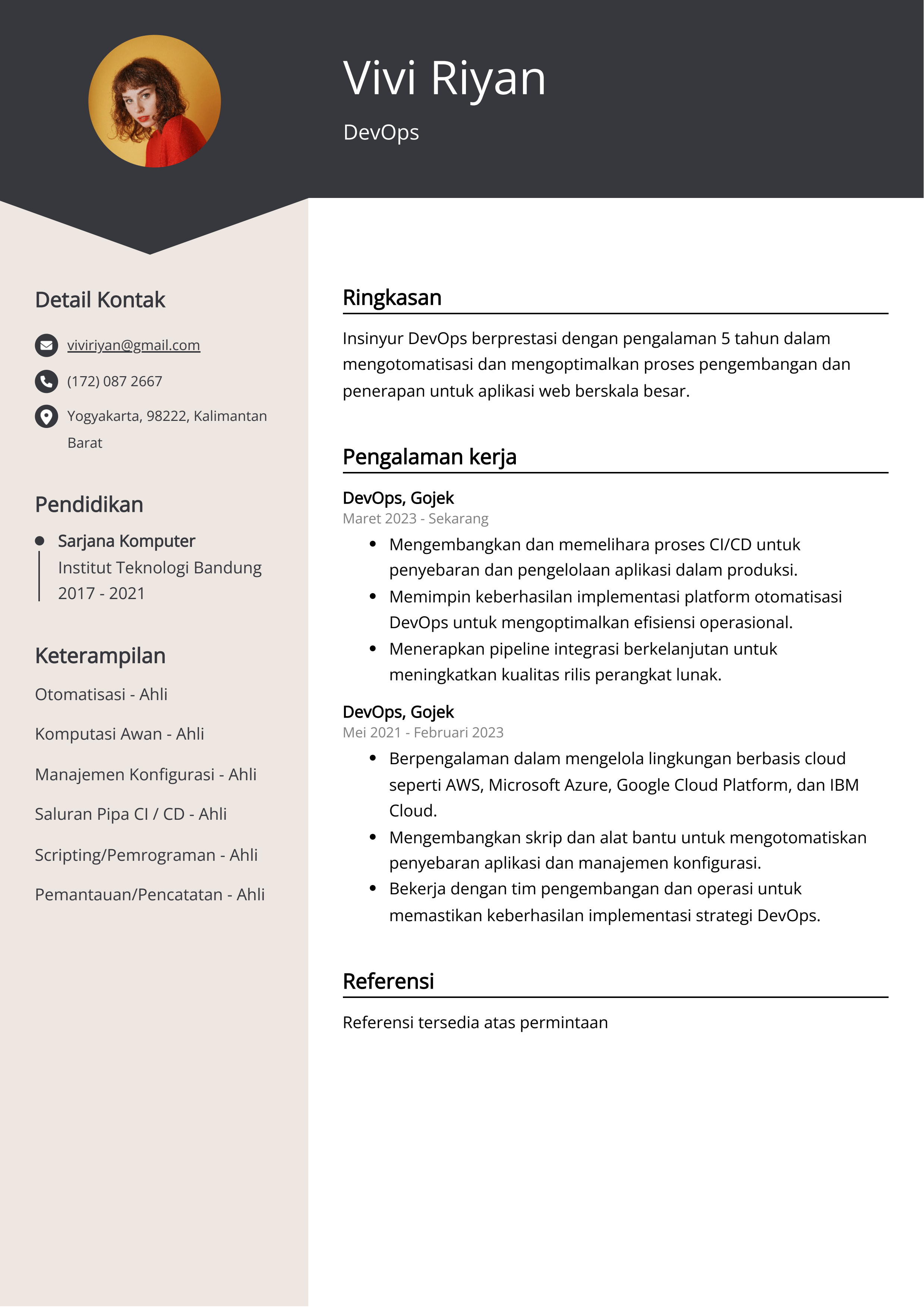 Contoh Resume DevOps