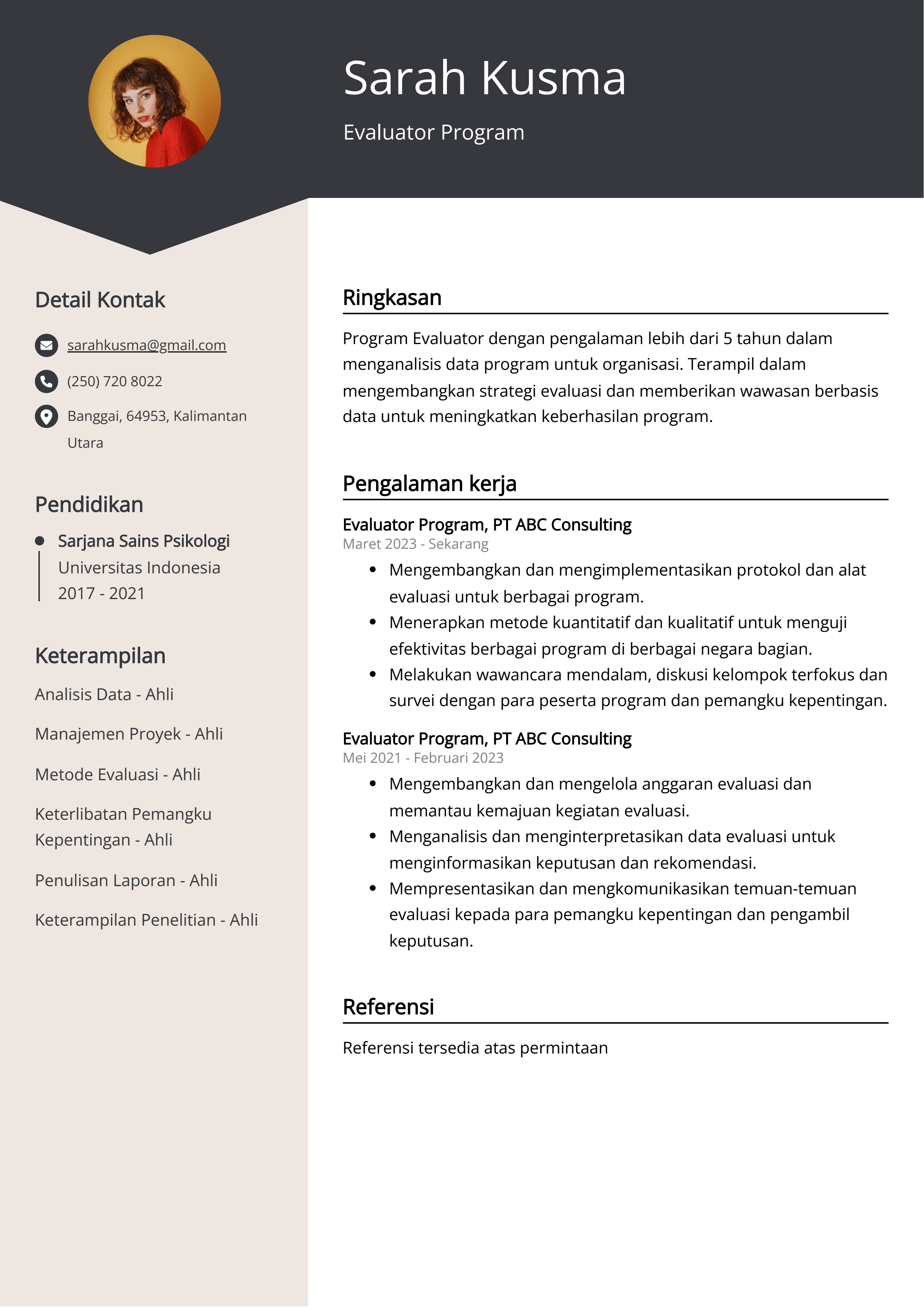 Contoh Resume Program Evaluator