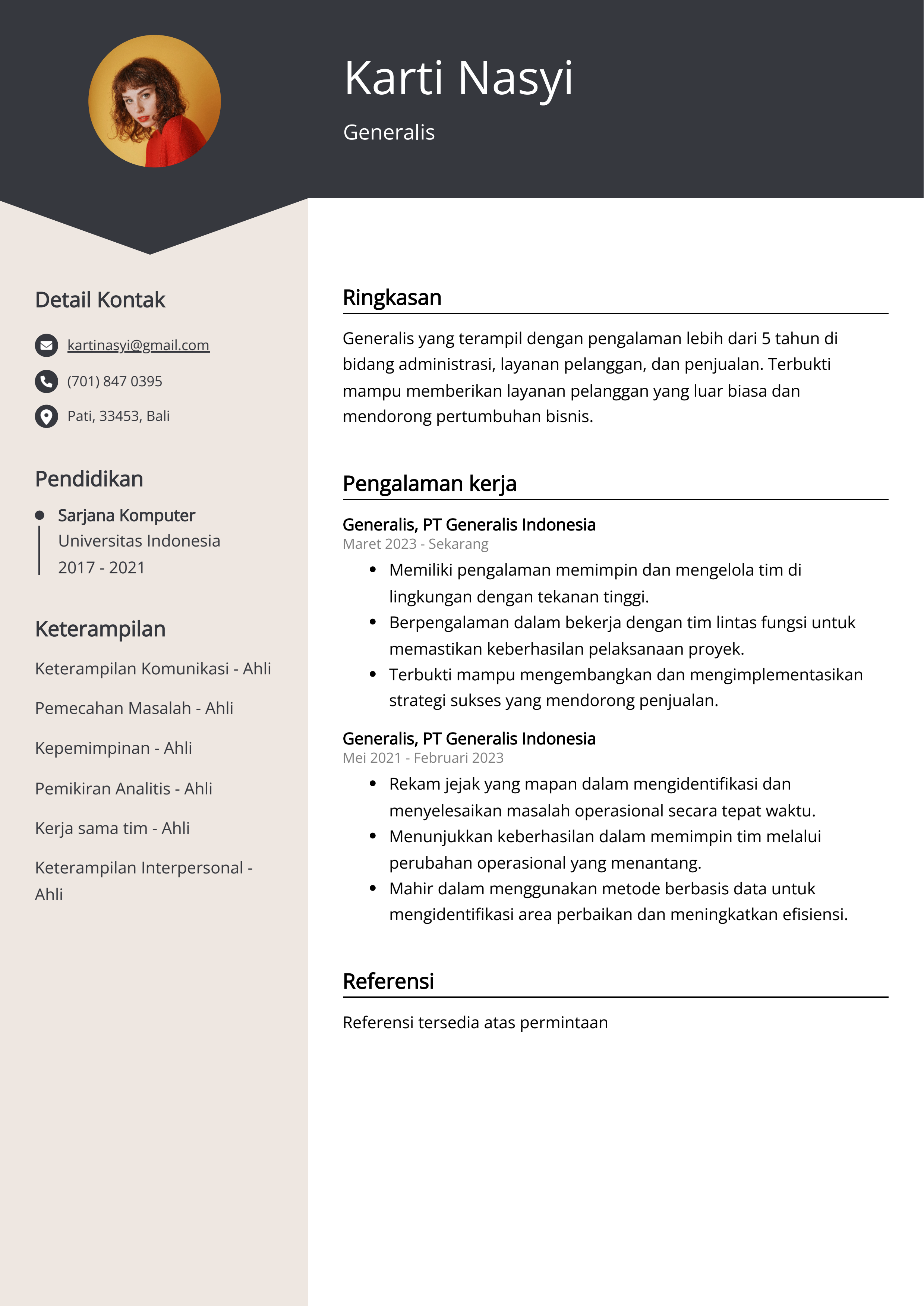 Contoh Resume Generalis