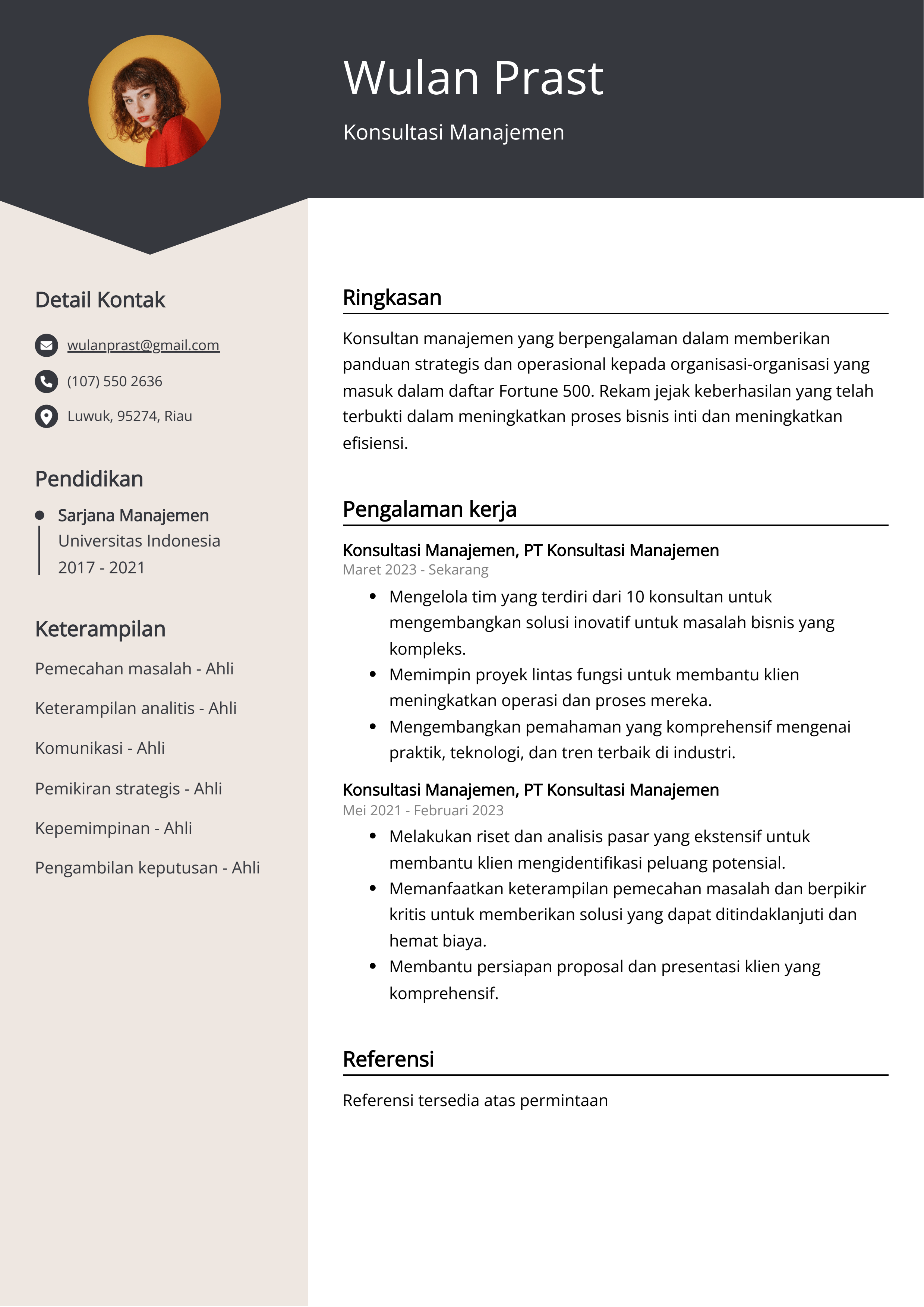 Contoh Resume Konsultasi Manajemen