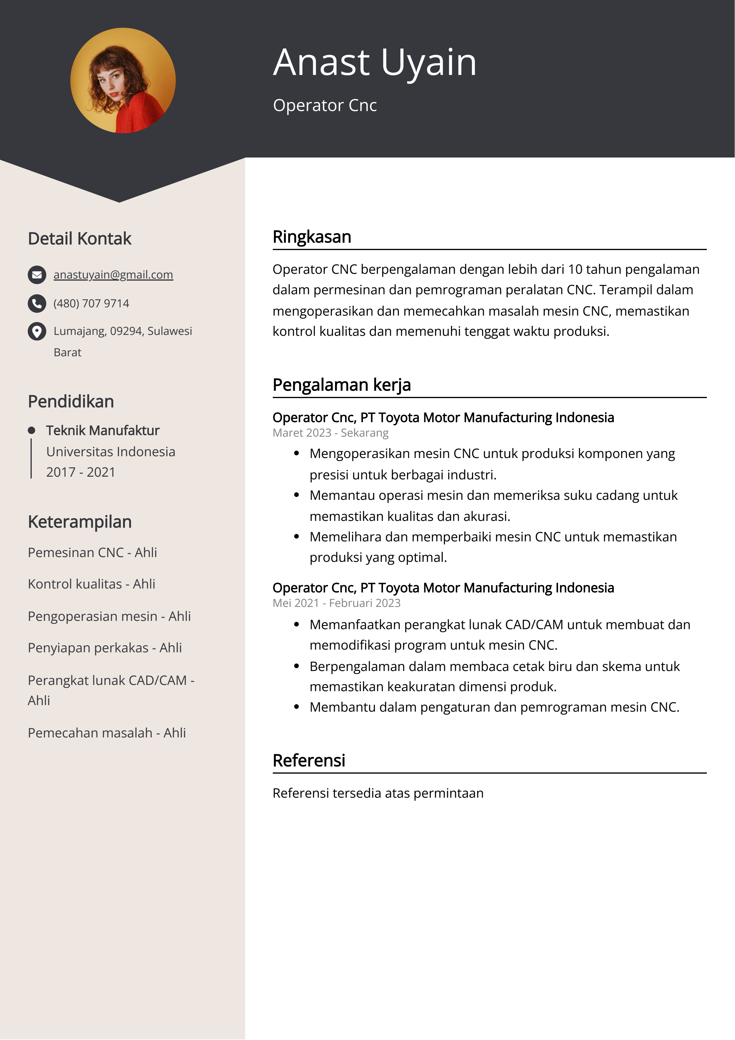 Contoh Lanjutkan Operator Cnc