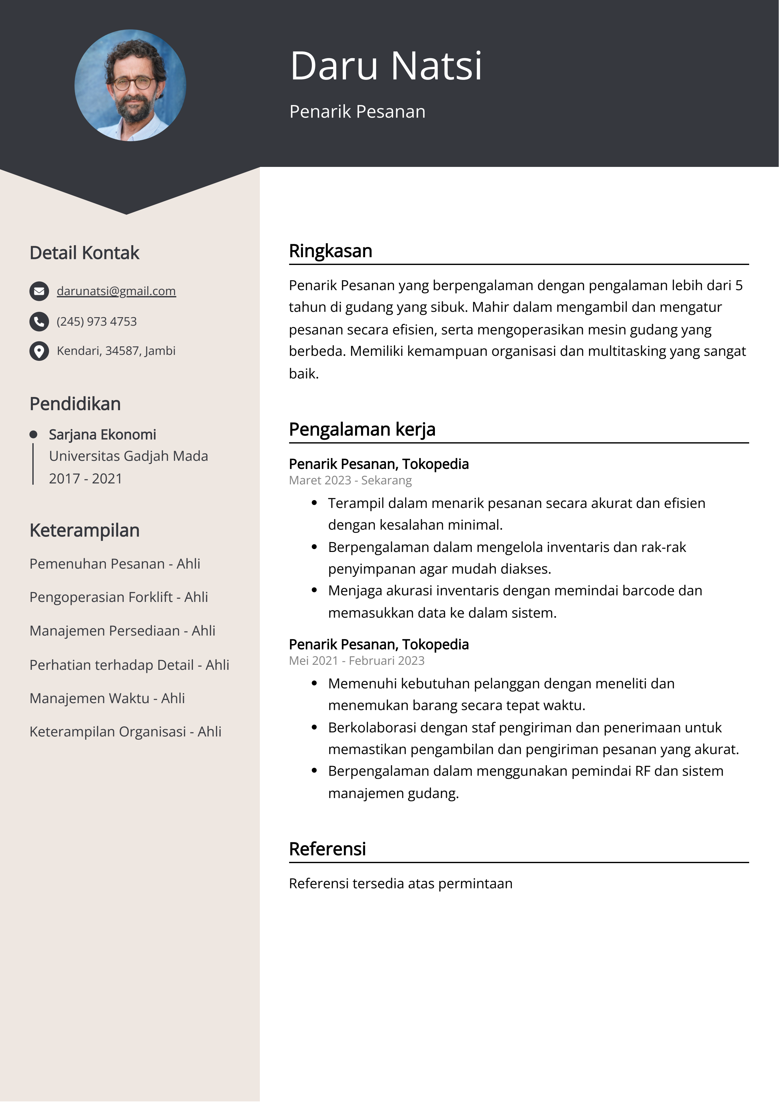 Contoh Resume Penarik Pesanan