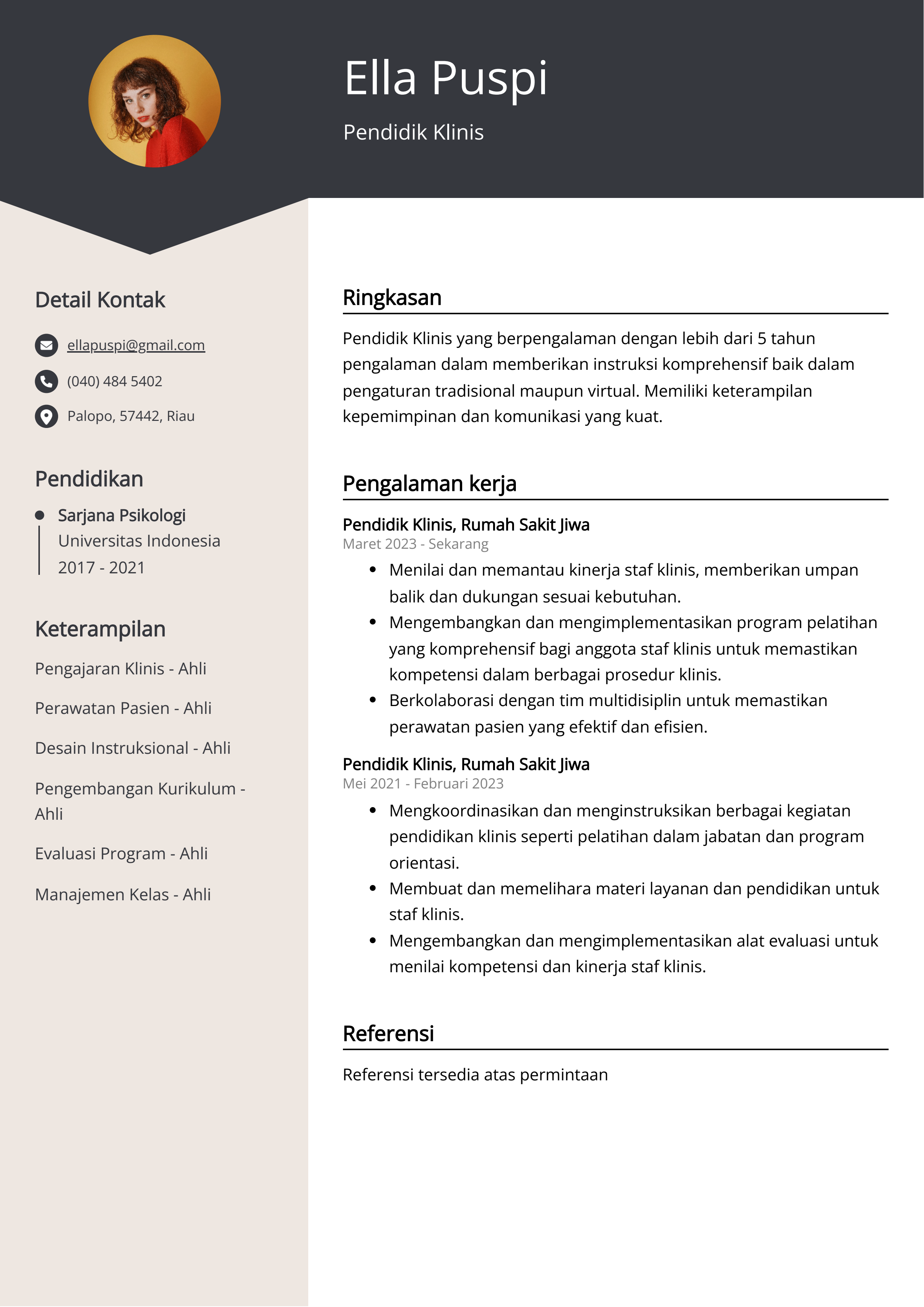 Contoh Resume Pendidik Klinis