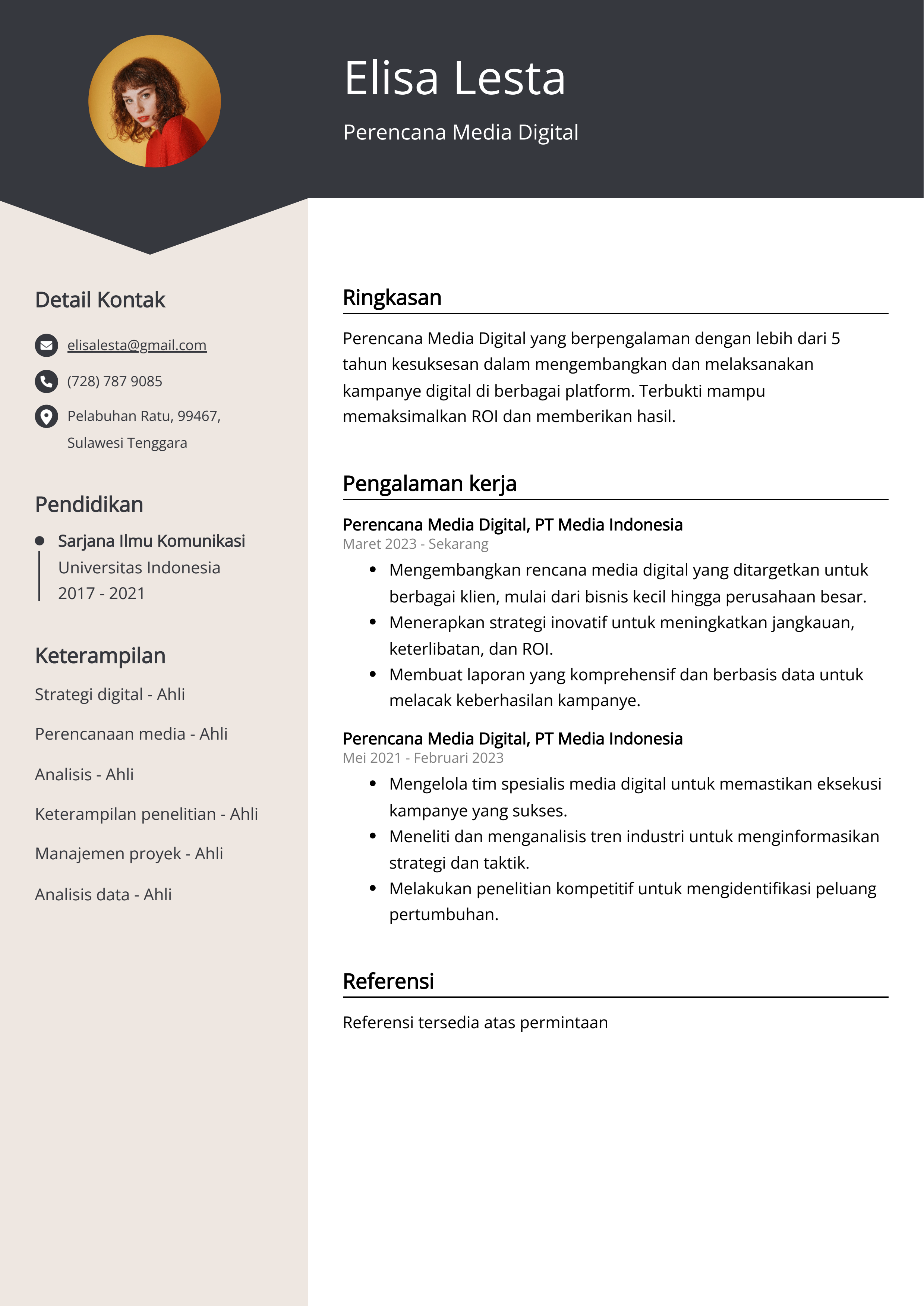 Contoh Resume Digital Perencana Media