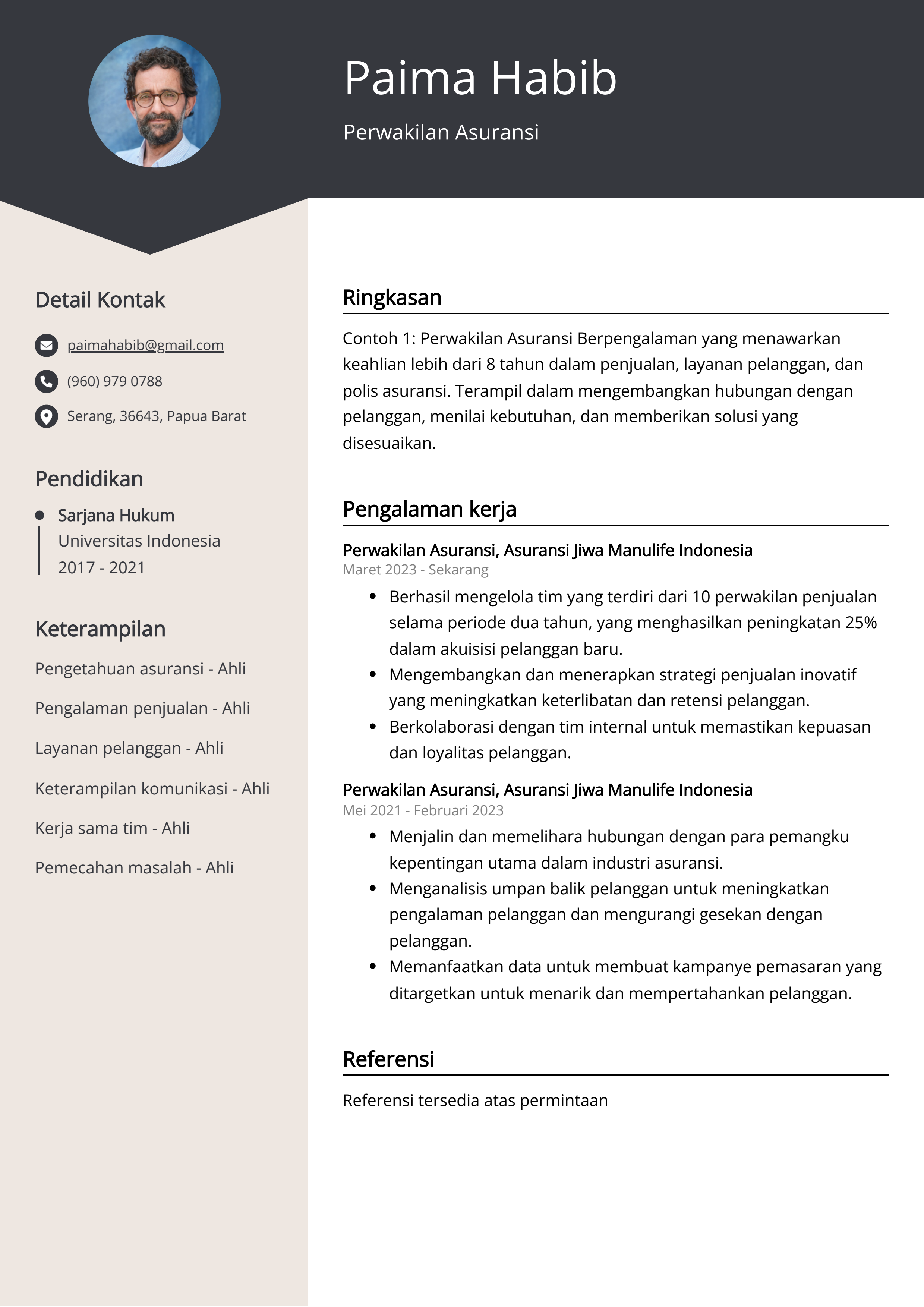 Contoh Resume Perwakilan Asuransi