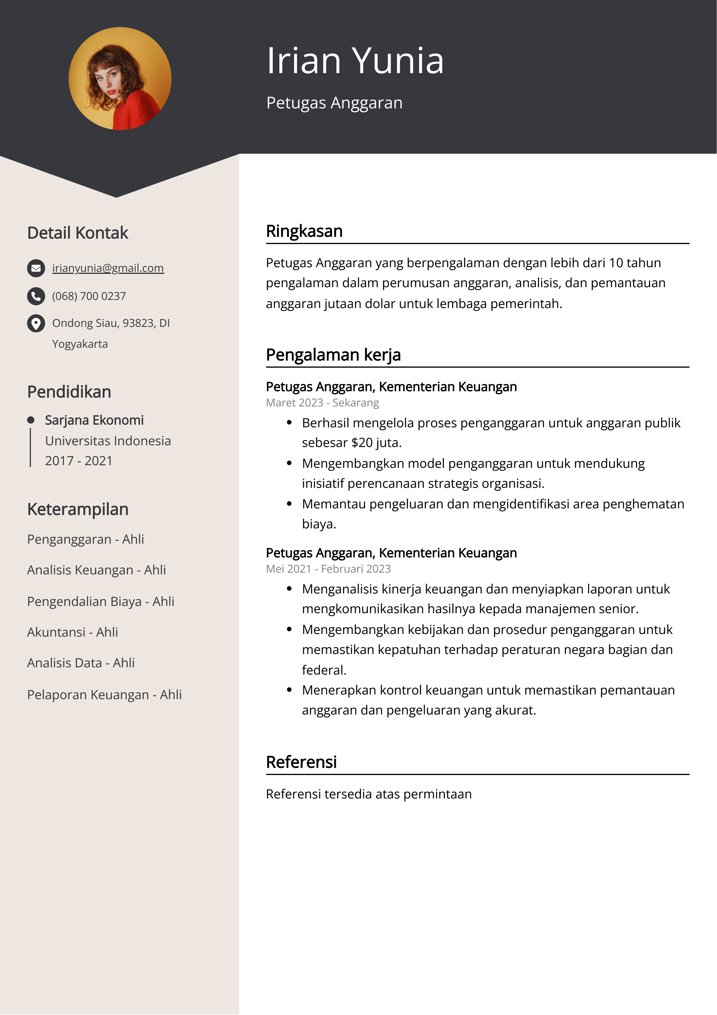 Contoh Resume Petugas Anggaran