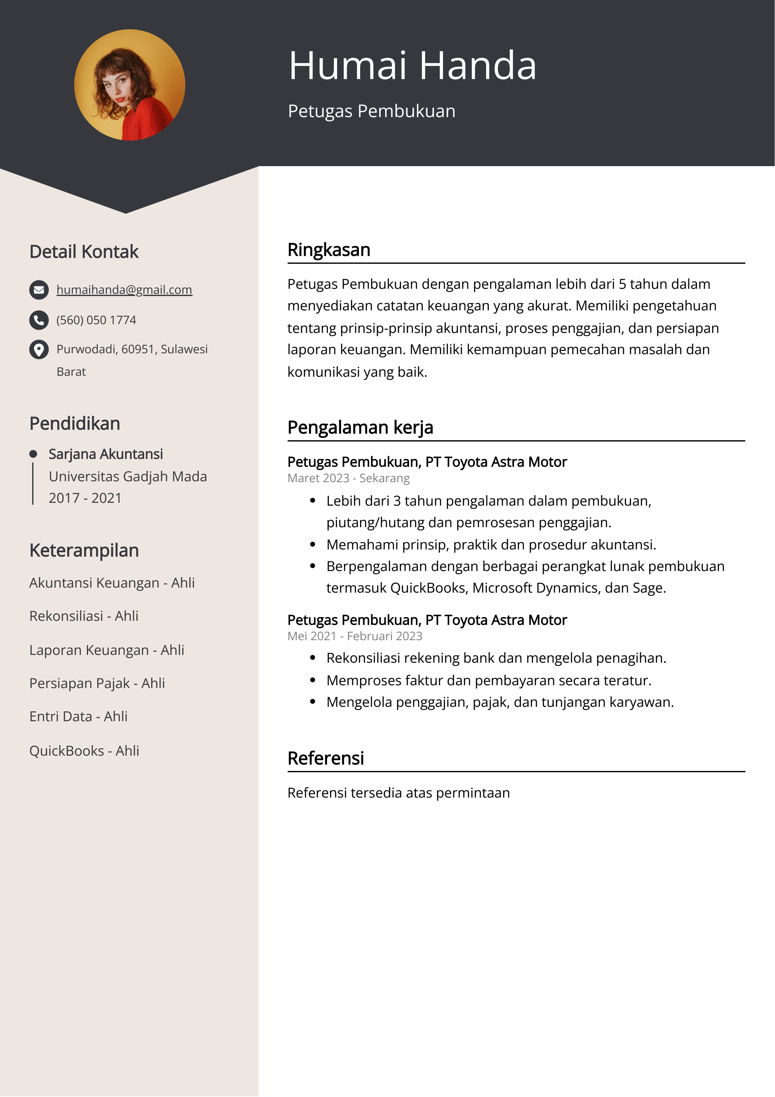 Contoh Resume Petugas Pembukuan