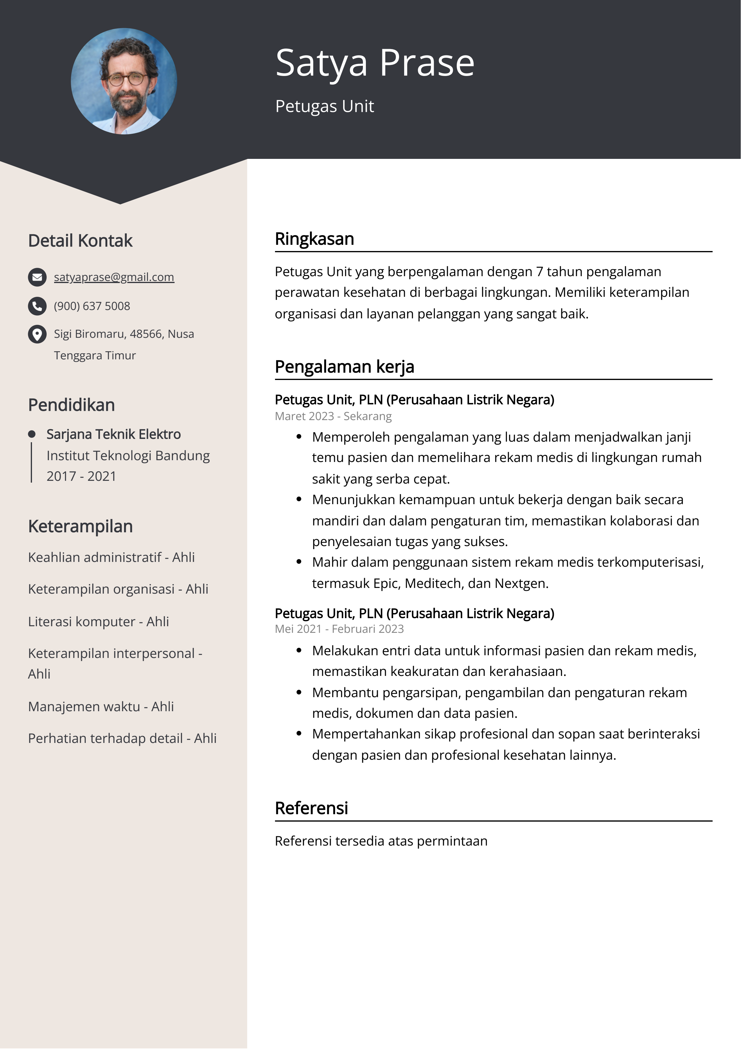 Contoh Resume Unit Petugas