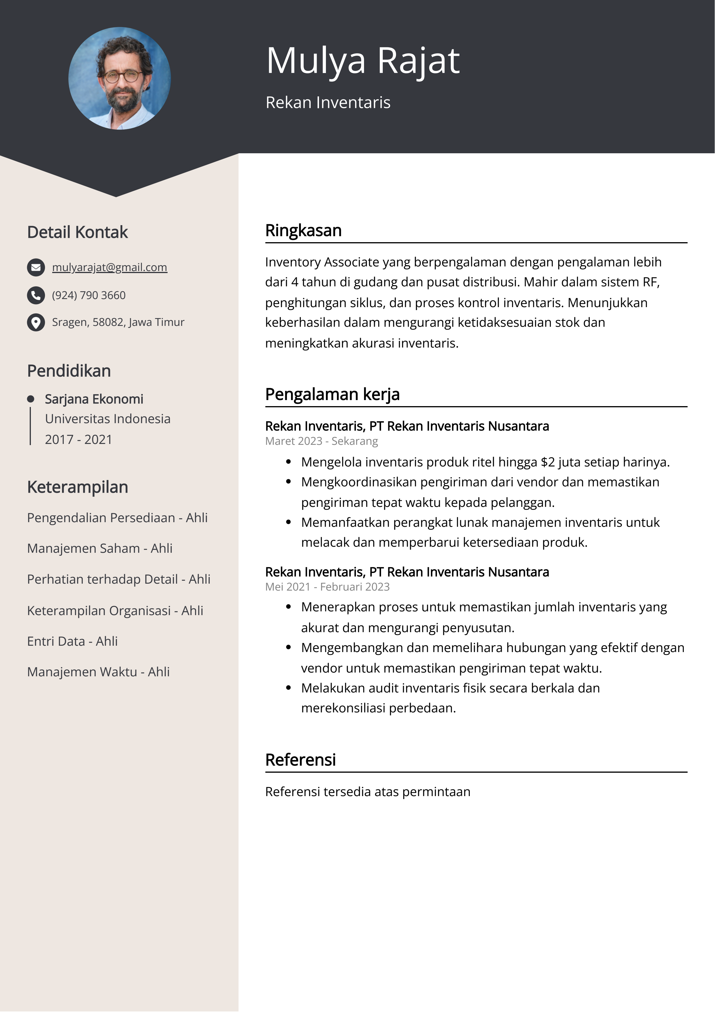 Contoh Resume Rekan Inventaris