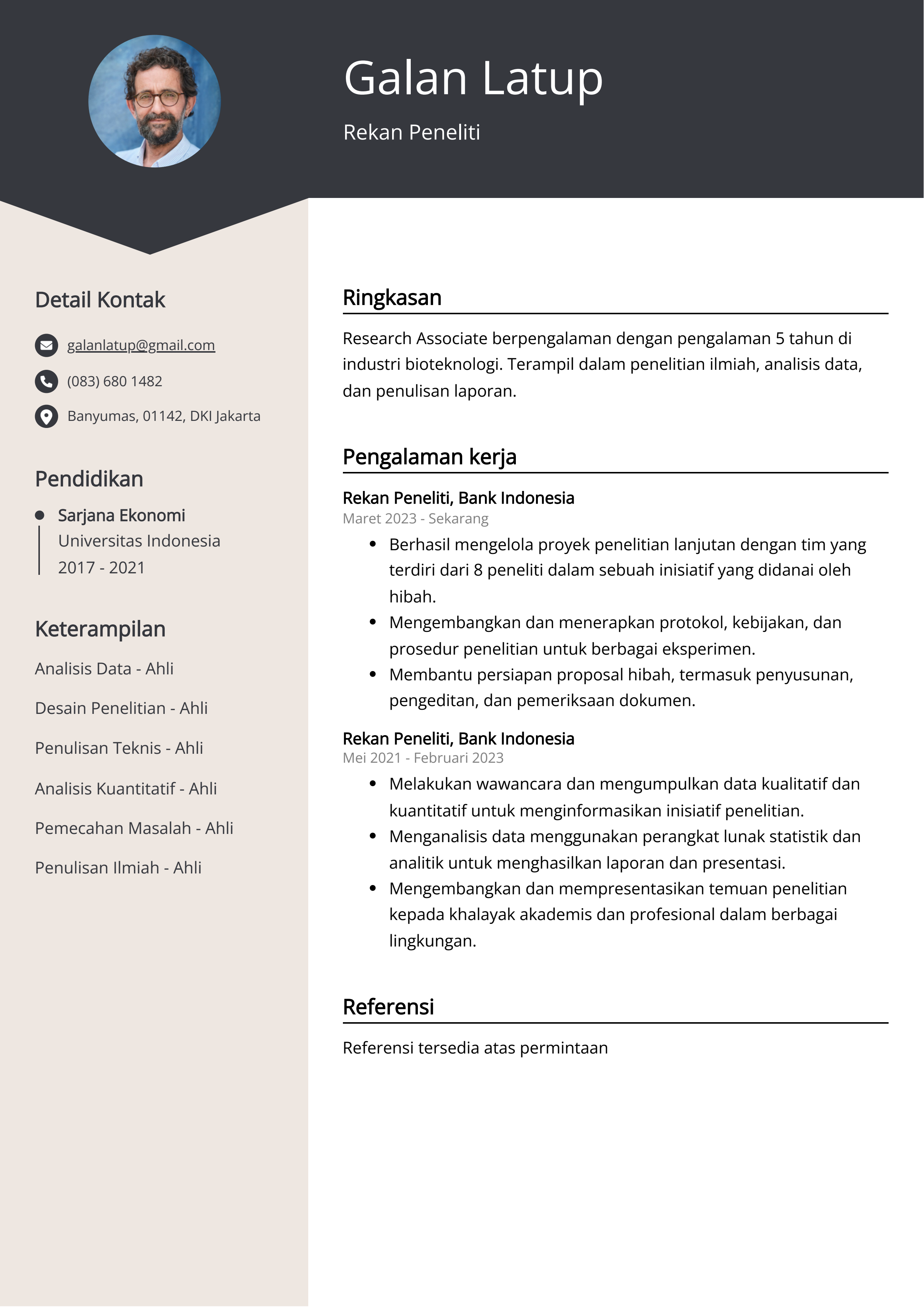 Contoh Resume Rekan Peneliti