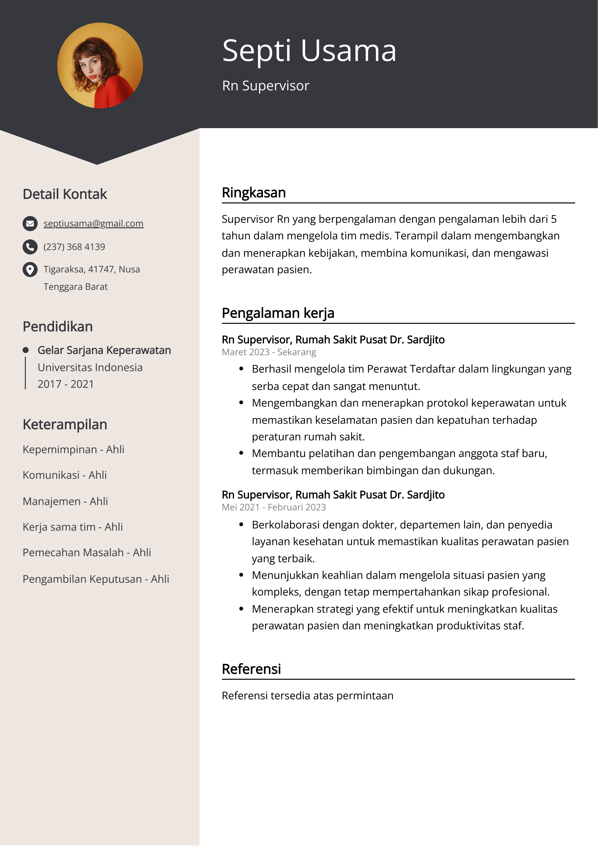 Contoh Resume Rn Supervisor (Template & 20+ Tips)