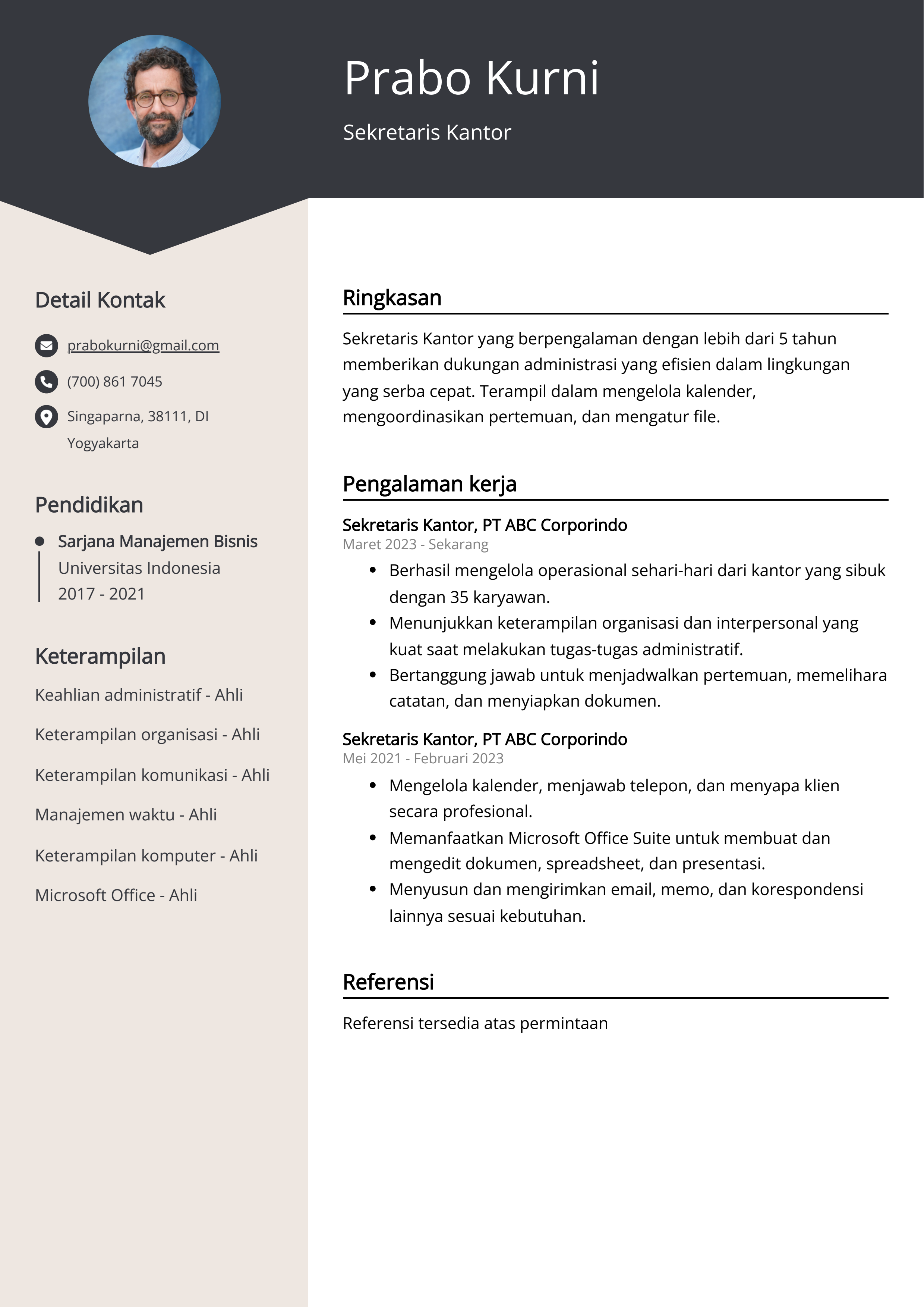 Contoh Resume Sekretaris Kantor