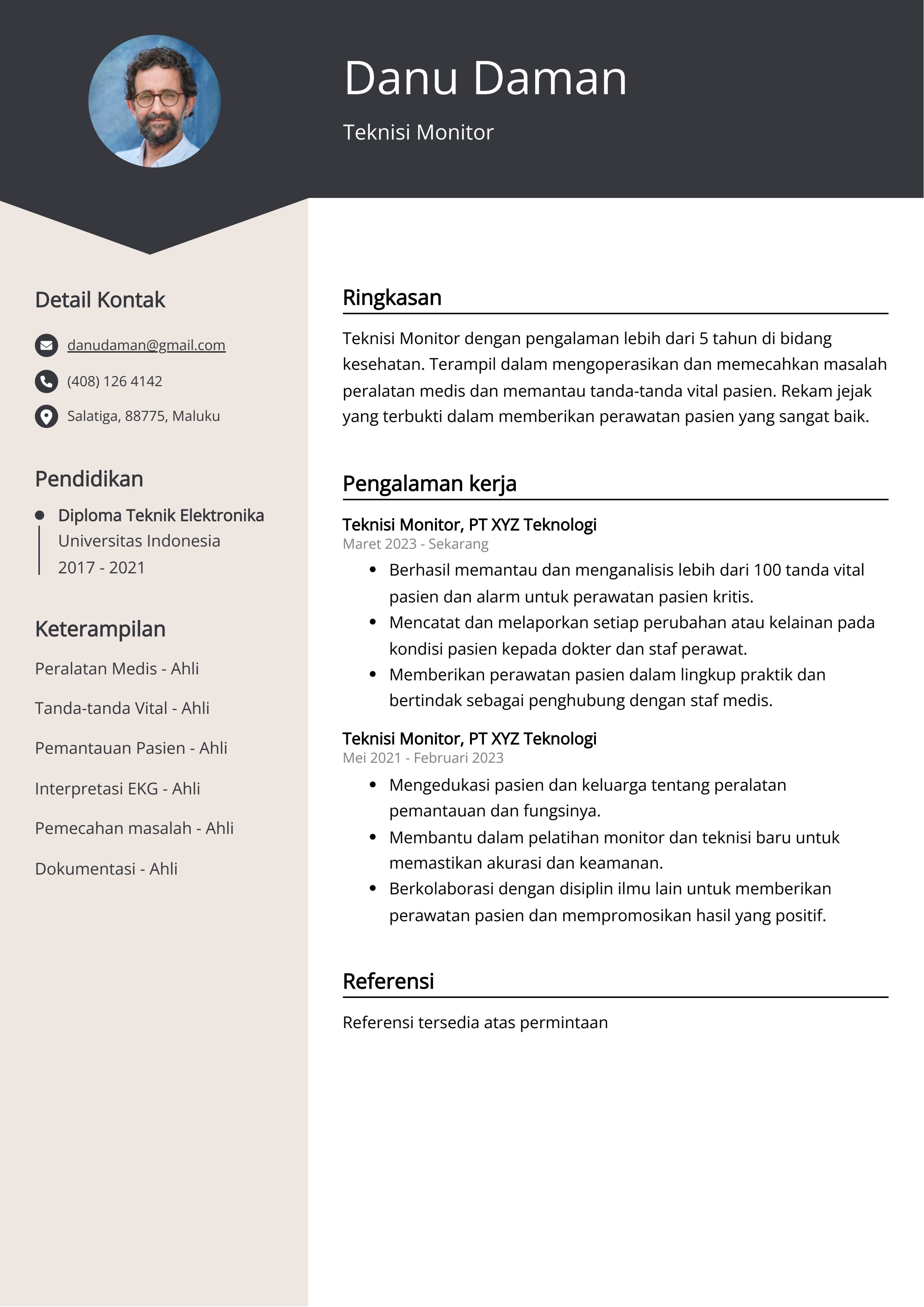 Contoh Resume Monitor Teknisi