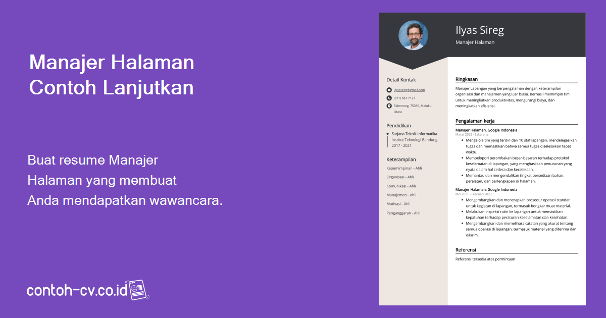 Contoh & Panduan Resume Manajer Halaman