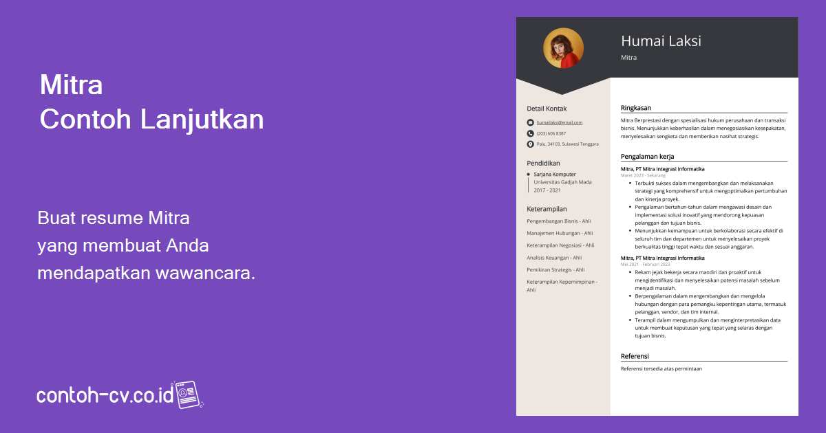 Contoh Resume Mitra (Template & 20+ Tips)